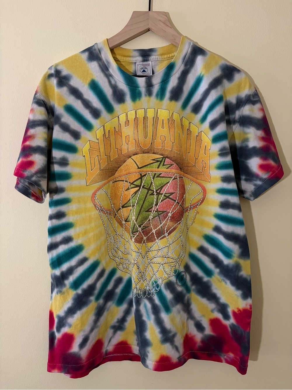 1996 Grateful Dead Lithuania Basketball Single Stitch Tie Dye T-Shirt